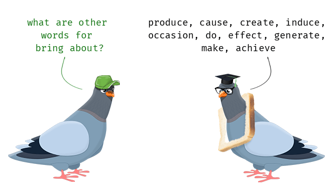 Synonym for Brings About